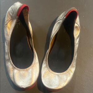 Chic Silver and Red Women's Flats